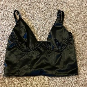 Black satin cropped corset from Amazon | Size S